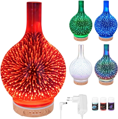 Difuzor de aromă și umidificator de aer 200 ml Zortiva cu efect 3D LED RGB
