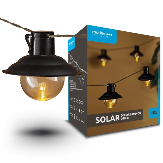 Modee șirag solar de lampioane LED pentru grădină 4,7 m, 10 buc