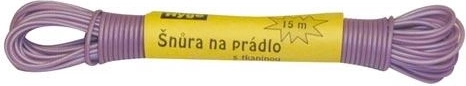 Sfoară de rufe textilă 15 m cu înveliș din plastic, mix de culori