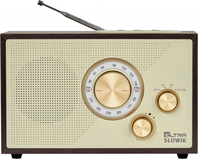 Radio de masă OR Słowik cu Bluetooth, USB și microSD, de culoare maro închis