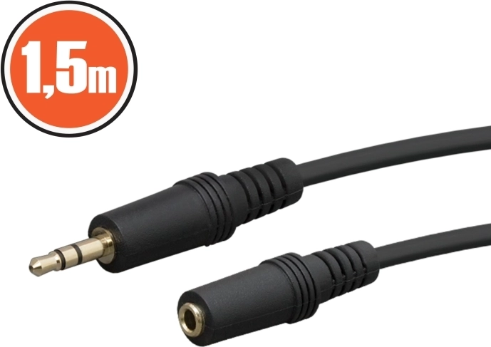 Cablu audio prelungitor Jack 3,5 mm, 1,5 m, negru