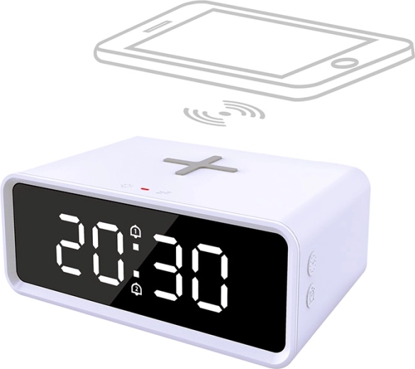 Ceas deșteptător digital Solight cu încărcare wireless Qi
