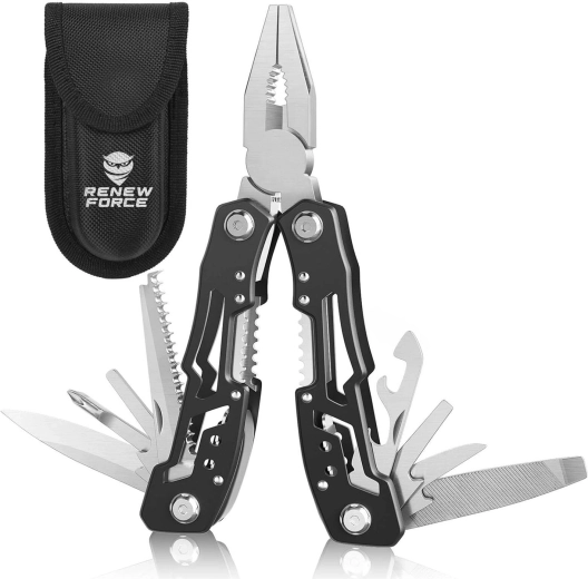Multitool 14 în 1 RENEW FORCE din oțel inoxidabil cu siguranță și husă