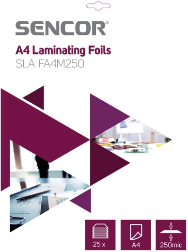 Folii de laminare Sencor A4, 250 microni, 25 bucăți