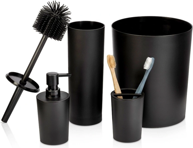 Set de baie negru Vilde, 4 piese