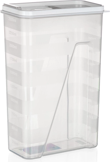 Recipient pentru alimente vrac 2,5 l cu capac dozator, transparent/alb