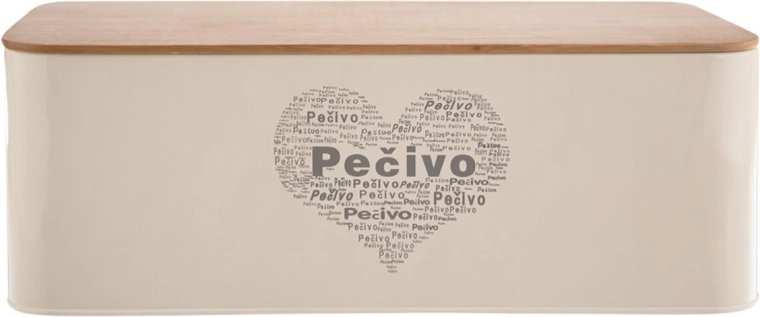 Cutie pentru pâine din tablă/lemn pentru produse de panificație, cu motiv inimă