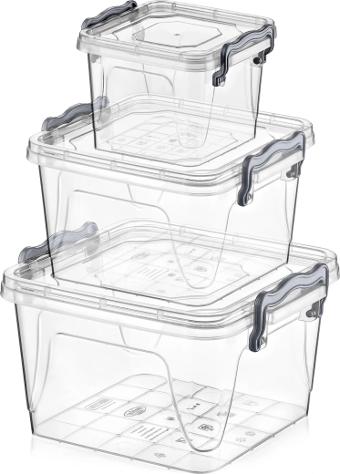Set de recipiente pătrate Multi Box 0,55 l, 1,2 l și 2,4 l
