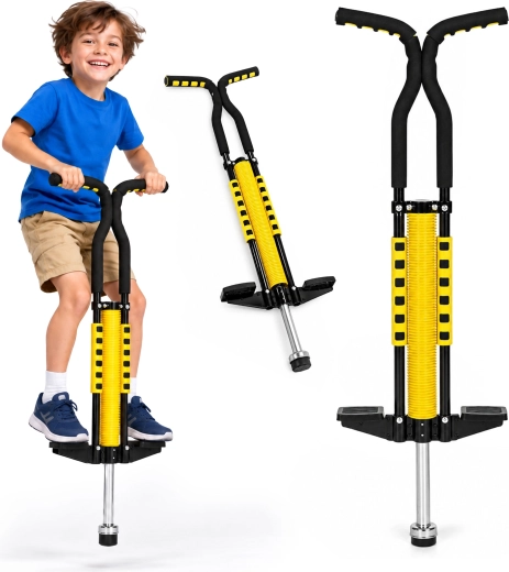Băț pogo de sărit pentru copii, galben, până la 80 kg
