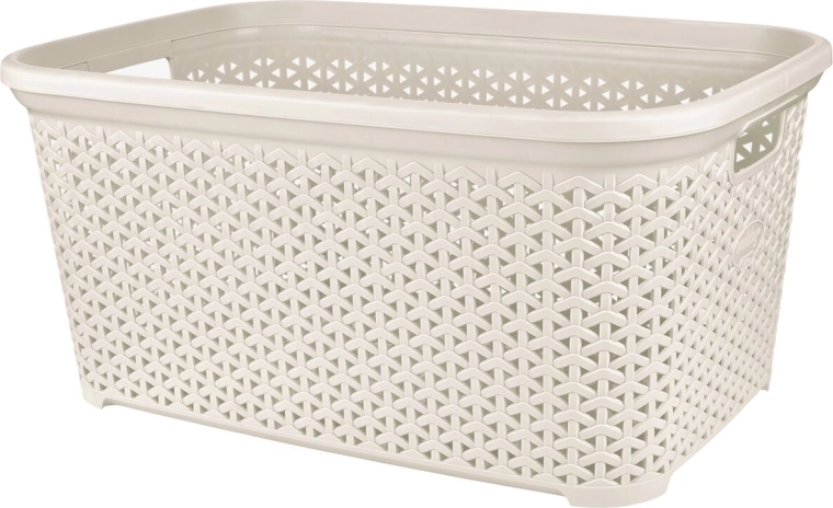 Coș de rufe Hobby cu aspect de ratan, deschis, 50 l, crem