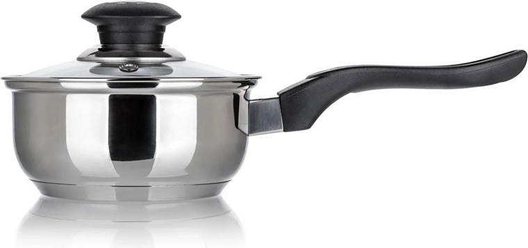 Cratiță din inox cu capac de sticlă 0,8 l SUPER VALUE, diametru 14 cm