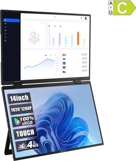 Monitor portabil dual cu ecran tactil ZEUSLAP Z14W 2×14" WUXGA IPS