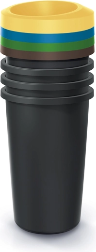 Set de coșuri de reciclare Compacta R Drop, 4×35 l, negru, din plastic reciclat