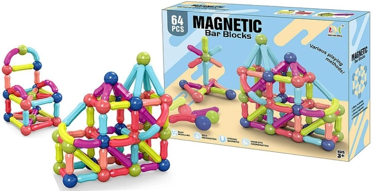 Cuburi magnetice de construcție 3D – 64 piese