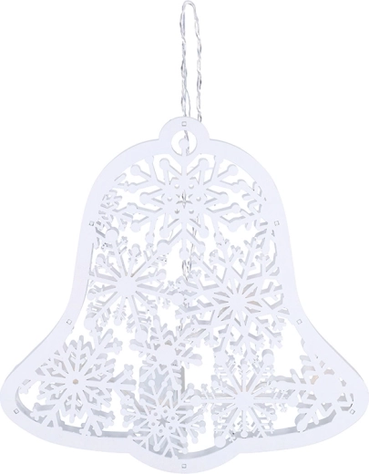 Solight clopoțel de Crăciun din lemn cu LED 30 cm, 9 LED, alb, cu temporizator