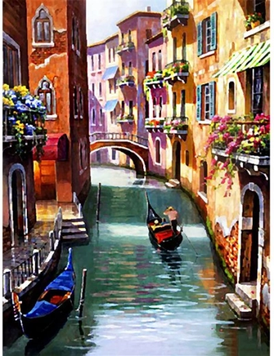 Tablou de pictat după numere pe ramă 40 × 50 cm – canal în Veneția