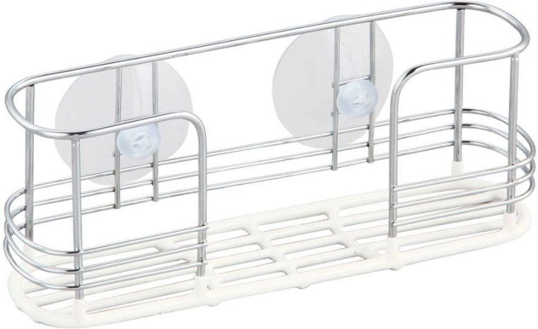 Suport pentru ustensile de bucătărie cu ventuze, crom și vinil, 20 × 5 × 8 cm