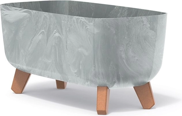 Ghiveci oval cu efect de beton pe picioare, gri