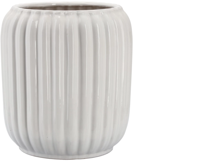 Ghiveci ceramic pentru flori cu model în relief 28 × 28 × 40,5 cm, alb