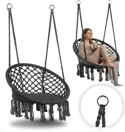 Scaun suspendat boho pentru grădină, gri, MultiGarden