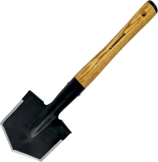 Lopată Condor Wilderness Survival cu mâner din lemn și husă 49 cm