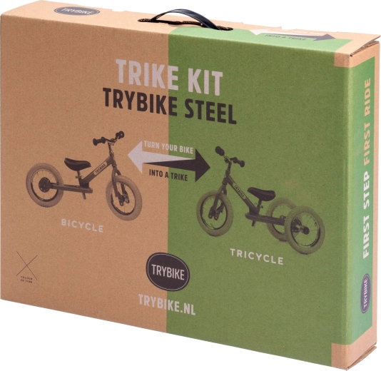 Trybike set de conversie de la bicicletă de echilibru la tricicletă cu roată neagră