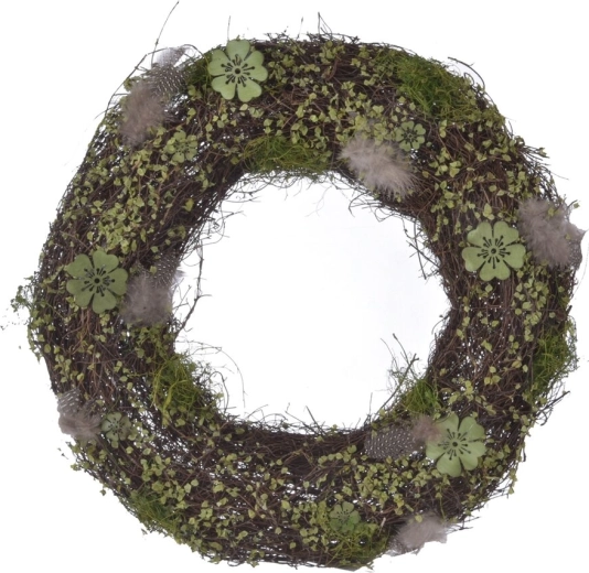 Coroniță din nuiele, verde de primăvară, 35 cm