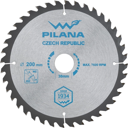 Disc circular pentru lemn PILANA 200 mm, 40 dinți, SK WZ