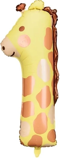 Girafă, balon din folie, cifra 1 - 42 x 90 cm