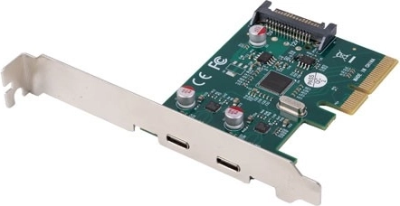 Placă PCIe cu 2× USB-C 3.2 Gen 2x1 (10 Gb/s) – low profile