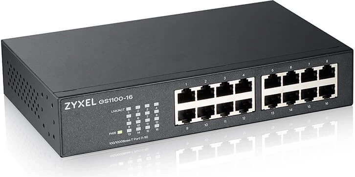 Switch gigabit neadministrat Zyxel GS1100 cu 16 porturi