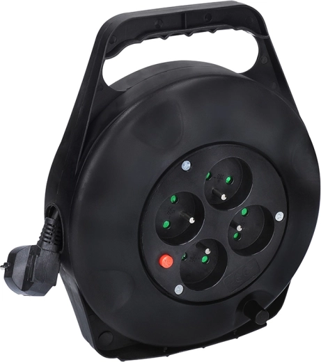 Solight prelungitor pe tambur 10 m cu 4 prize, negru