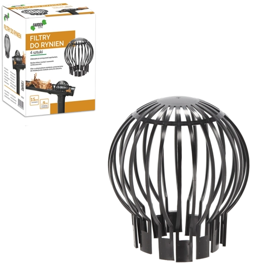 Set de 4 filtre pentru jgheaburi, înălțime 15 cm, negre