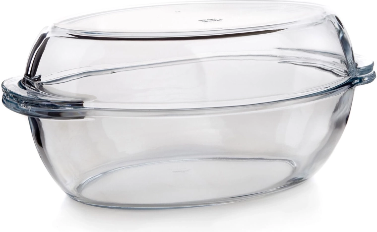 Tavă ovală din sticlă cu capac 4 l