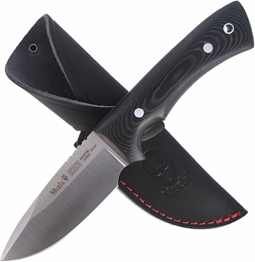 Muela Rhino 9M cuțit universal 9 cm, negru, Micarta, toc din piele