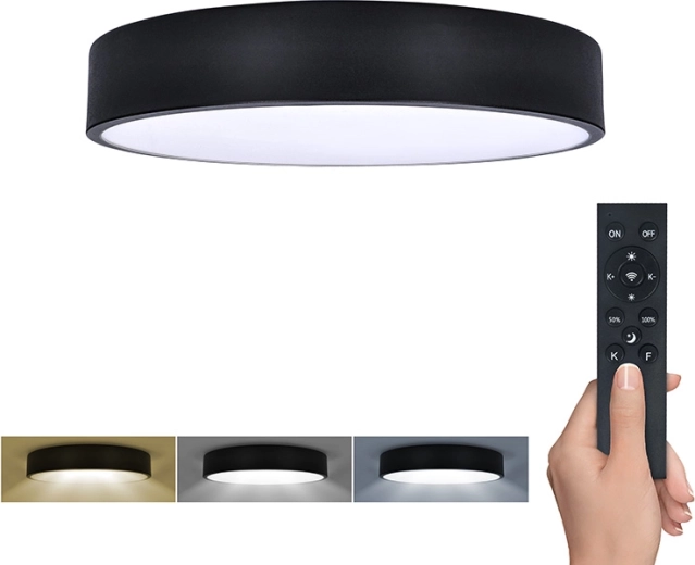 Solight corp de iluminat LED de tavan și de perete Lecce cu telecomandă 36 W, 30 cm, negru