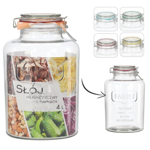 Recipient ermetic din sticlă 4 l cu inscripția FAMILY