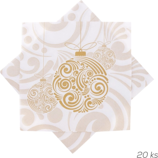 Șervețele de hârtie cu glob auriu 33 × 33 cm, 20 buc