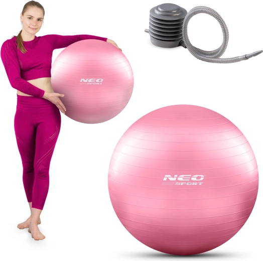 Minge fitness 55 cm roz cu pompă NEO SPORT