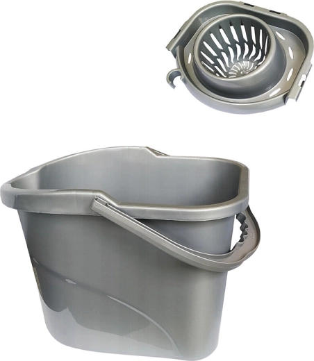 Găleată ovală cu stoarcere 15 l, argintie