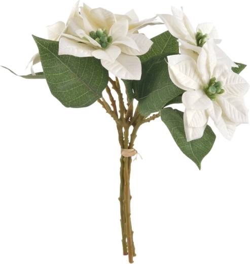 Trandafir artificial decorativ UH, alb de Crăciun, 30 cm