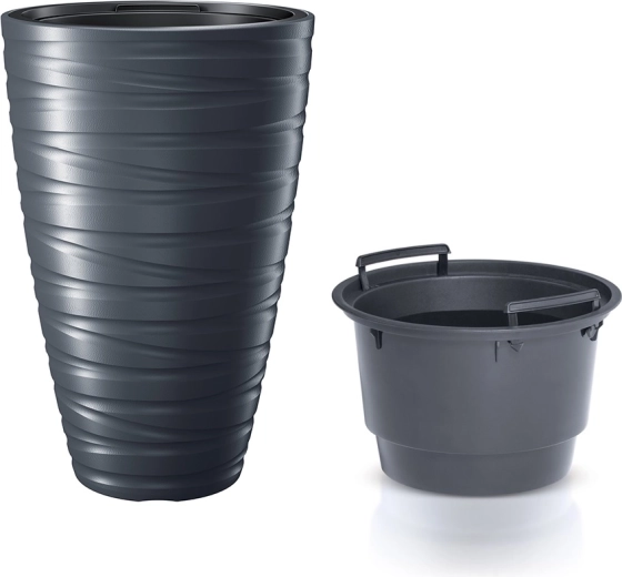 Ghiveci înalt cu inserție MAZE 37,5 cm – antracit