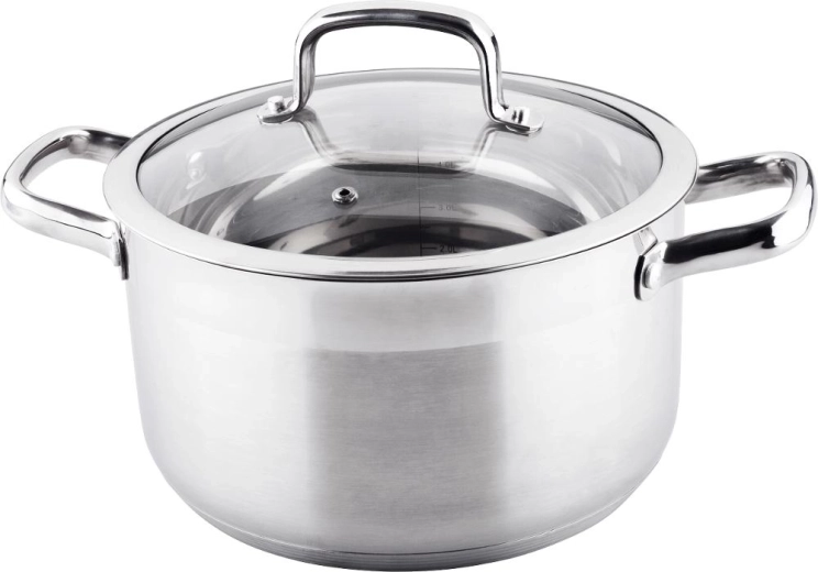 Oală Lamart Prestige cu capac din sticlă, 5,8 l