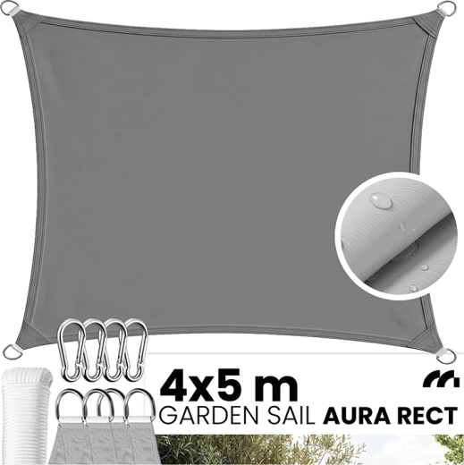 AURA prelată de umbrire dreptunghiulară pentru grădină 4 × 5 m, gri