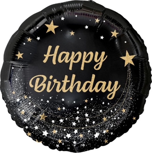 Balon din folie Happy Birthday negru 18"
