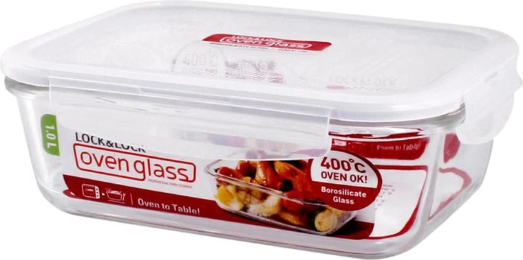 Vas de copt din sticlă cu capac Lock 1 l din sticlă borosilicată