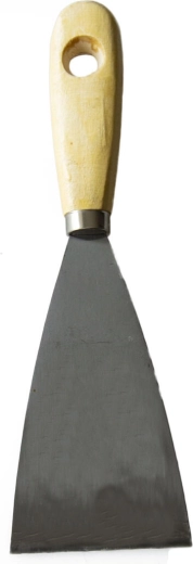 Spatulă din inox în formă de pană 60 mm cu mâner din lemn