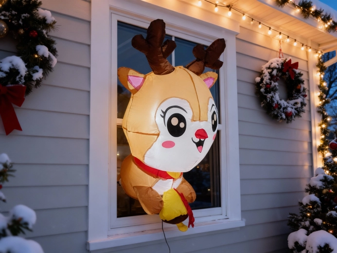 Ren luminos gonflabil pentru fereastră 90 cm cu LED și ventuze