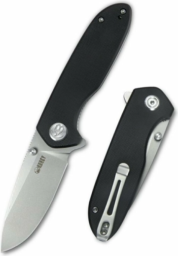 Kubey Belus KU342A cuțit de buzunar negru 7,5 cm cu mâner G10 și clips