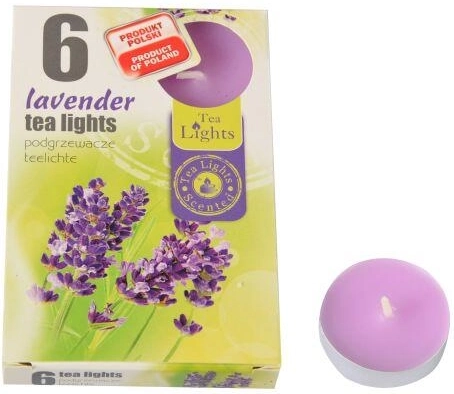 Lumânări parfumate tip pastilă cu lavandă, 6 buc.